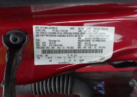 2014 Ford Focus Se из США, поврежденный, VIN 1FADP3F24EL404471